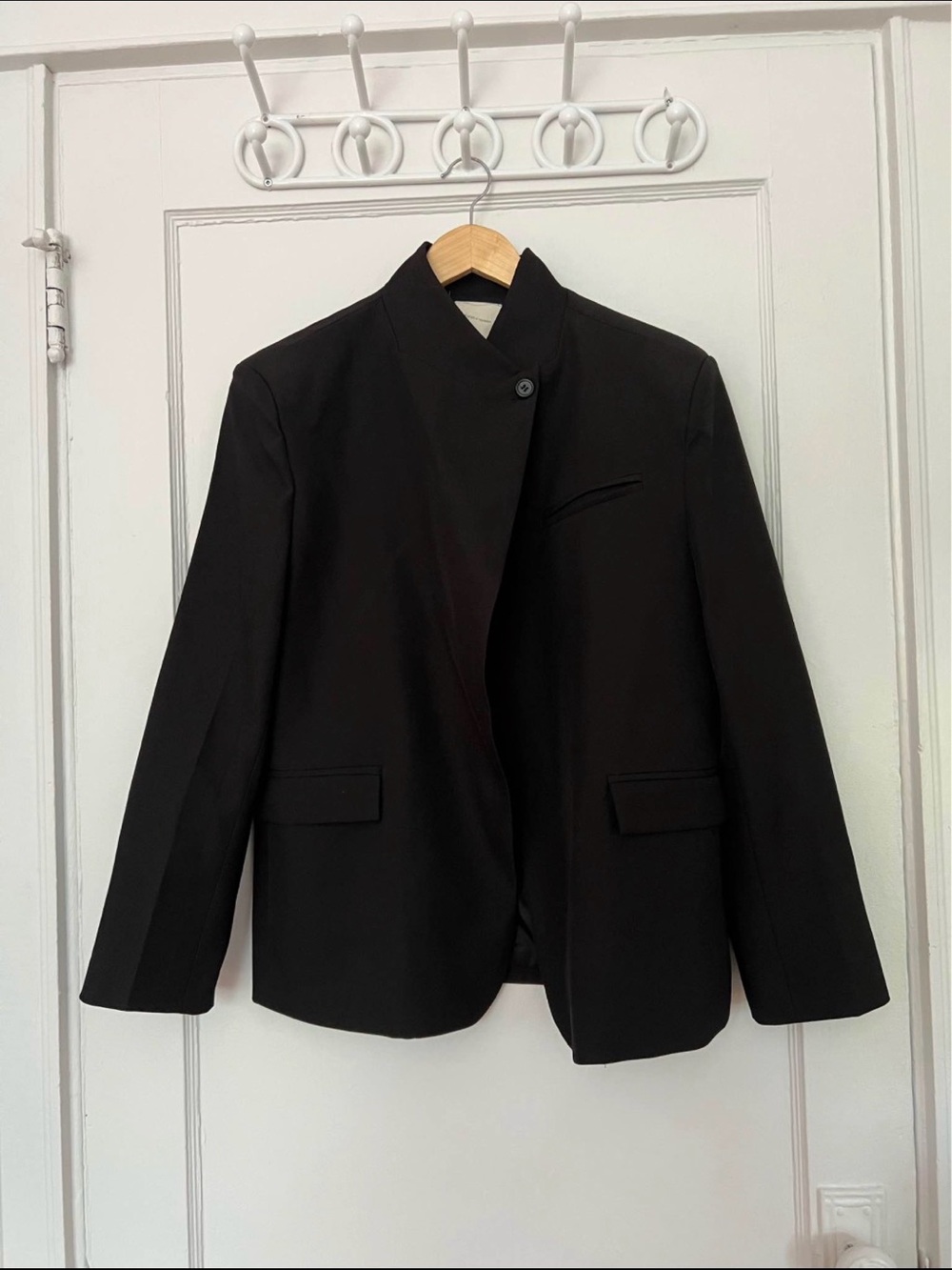 PurpLe High neck asymmetrical blazer